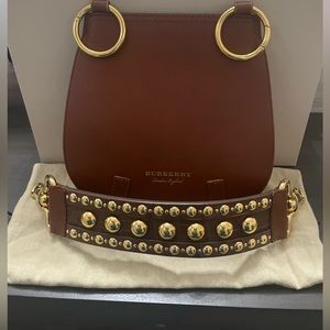BURBERRY Cognac Studded Bridle Shoulder Bag
